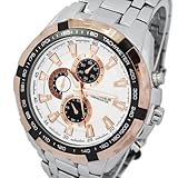 Readeel White Sport Silver Hands Men Stainless Steel Quartz Analog Wrist Watch Water Resistant