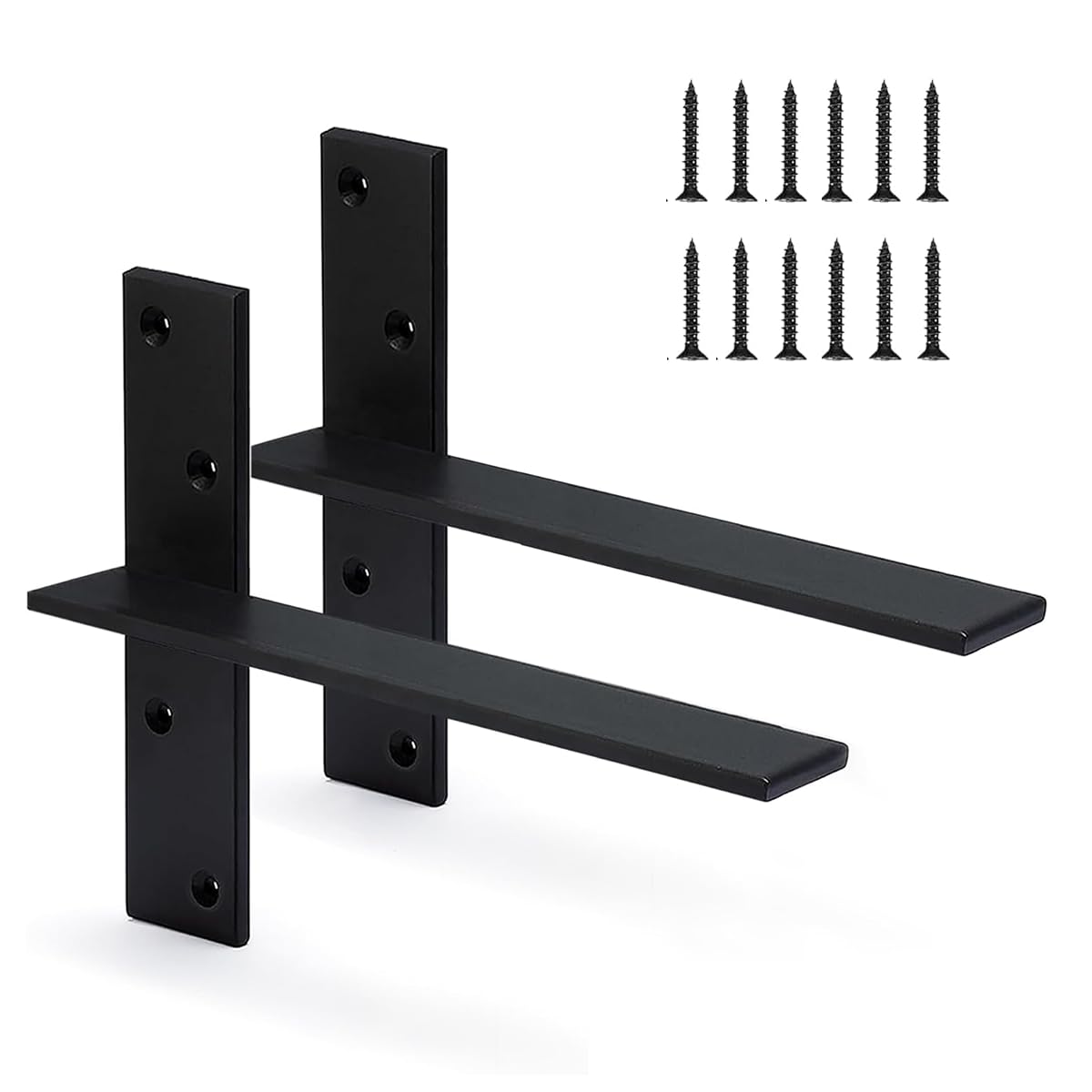 Photo 1 of (2-Pack) Floating Shelf Countertop Wall Bracket Supports - Heavy Duty Free Hanging T Shelf Bracket, 14" Lx2 W Hidden Wall Brackets to Create Floating Bench, Desk, Vanity, Bar or Mantel