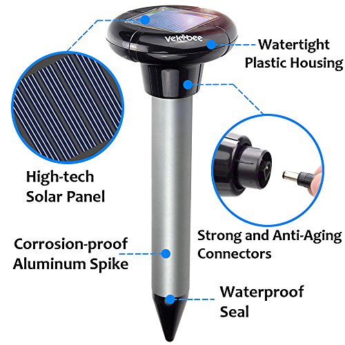 Vekibee Pack of 2 Sonic Mole Repellent Solar Gopher Repellent