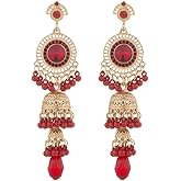 Vintage Jhumka Jhumki Tassel Drop Dangle Earrings Indian Ethnic Beaded Bell Statement Antique Traditional Earring for Women Crystal Wedding Party Festival Bohemian Bollywood Jewelry Gift