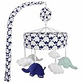 Just Born Musical Mobile Elephants, Navy/White