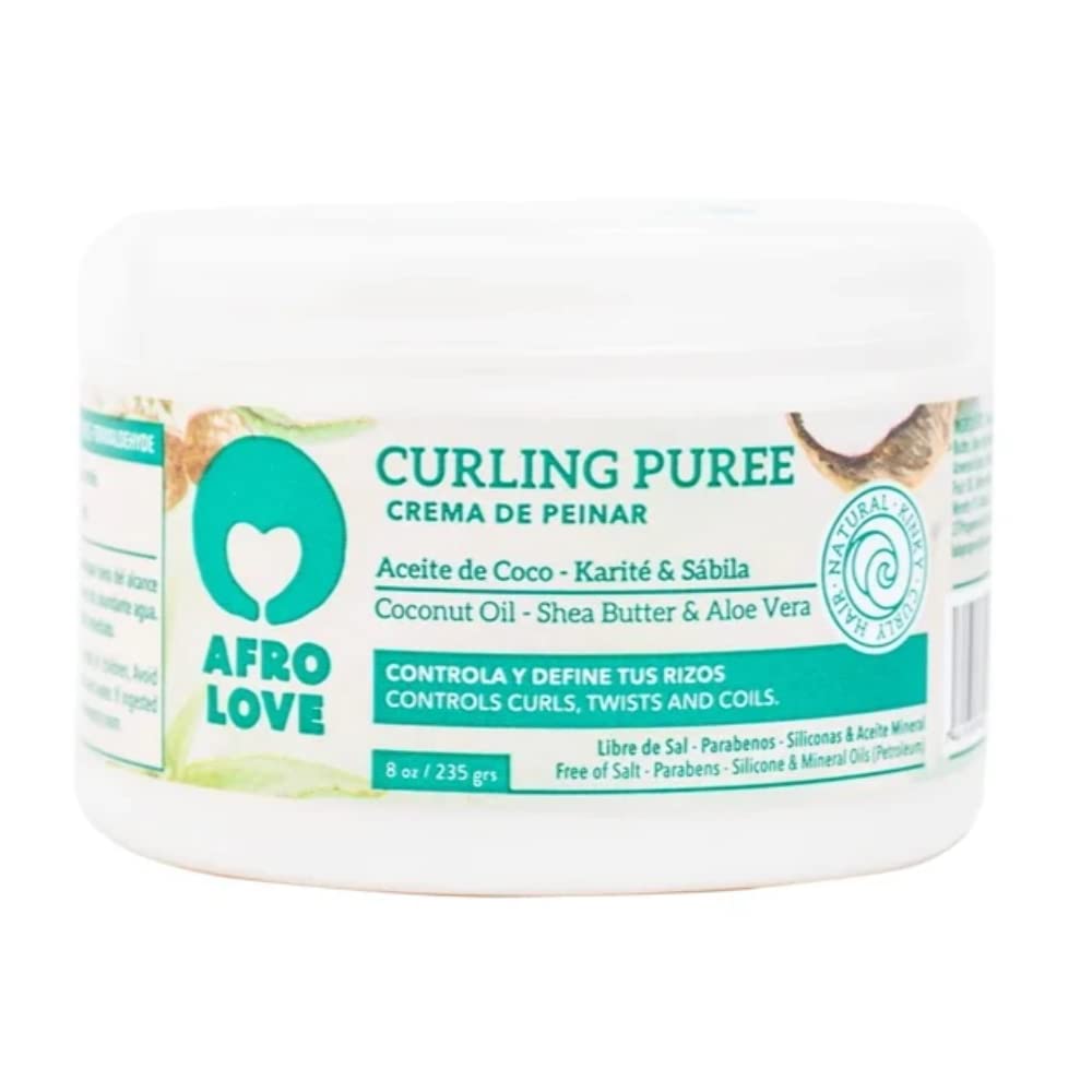 Afro Love Curling Puree 235 grams Curl Defining Cream with Coconut Oil, Shea Butter and Aloe Vera