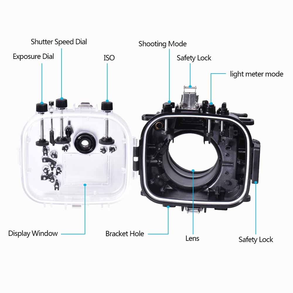 SeafrogsUnderwater housing Waterproof case for Fujifilm X-T3, w/Zoom Gears for XC16-50mm, XF18-55mm (Black)- [40M/130FT]