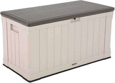 LIFETIME Heavy-Duty Outdoor Storage Deck Box Desert Sand Wood Look 439 L