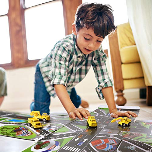 Construction Toys with 3-Level Car Parking Garbage Storage Box Toy Inculding Various Die-cast Construction Trucks, Parking Lot, Traffic Road Sins, Ramp Racing Set, Construction Birthday Party Supplie - Thumbnail 3