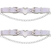 FM FM42 Multicolor PU Simulated Leather Women's Gothic Love Heart Ring Chain Buckle Leg Thigh Elastic Garter Belt, One Pair