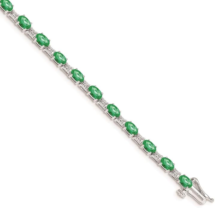 14ct White Gold Diamond and Emerald Bracelet, 7": Amazon.co.uk: Jewellery