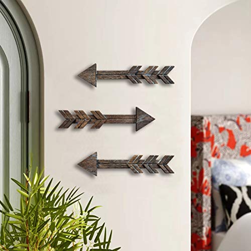 Hangdii Rustic Wood Arrow Wall Decor, Set of 3 Distressed Farmhouse