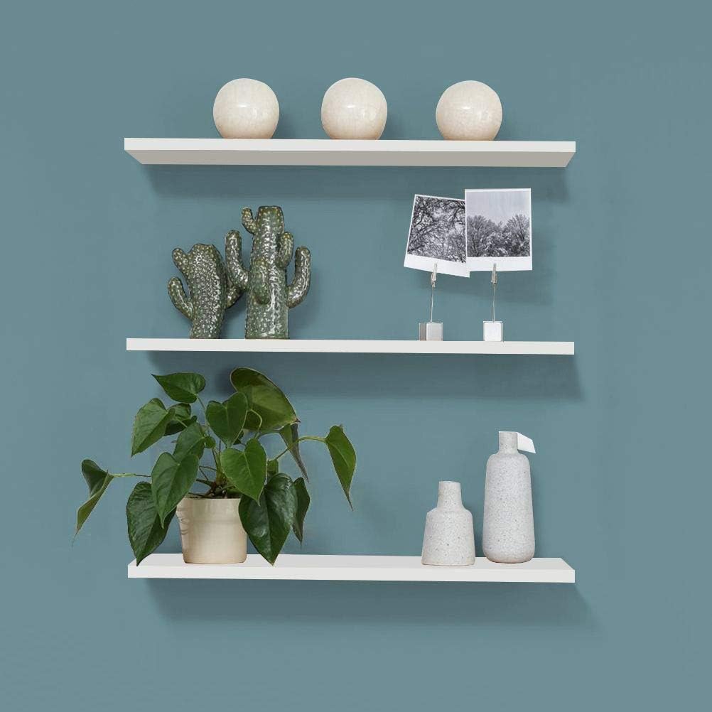 White Floating Shleves,Wall Mounted Set of 3 White Wall Shelf Modern
