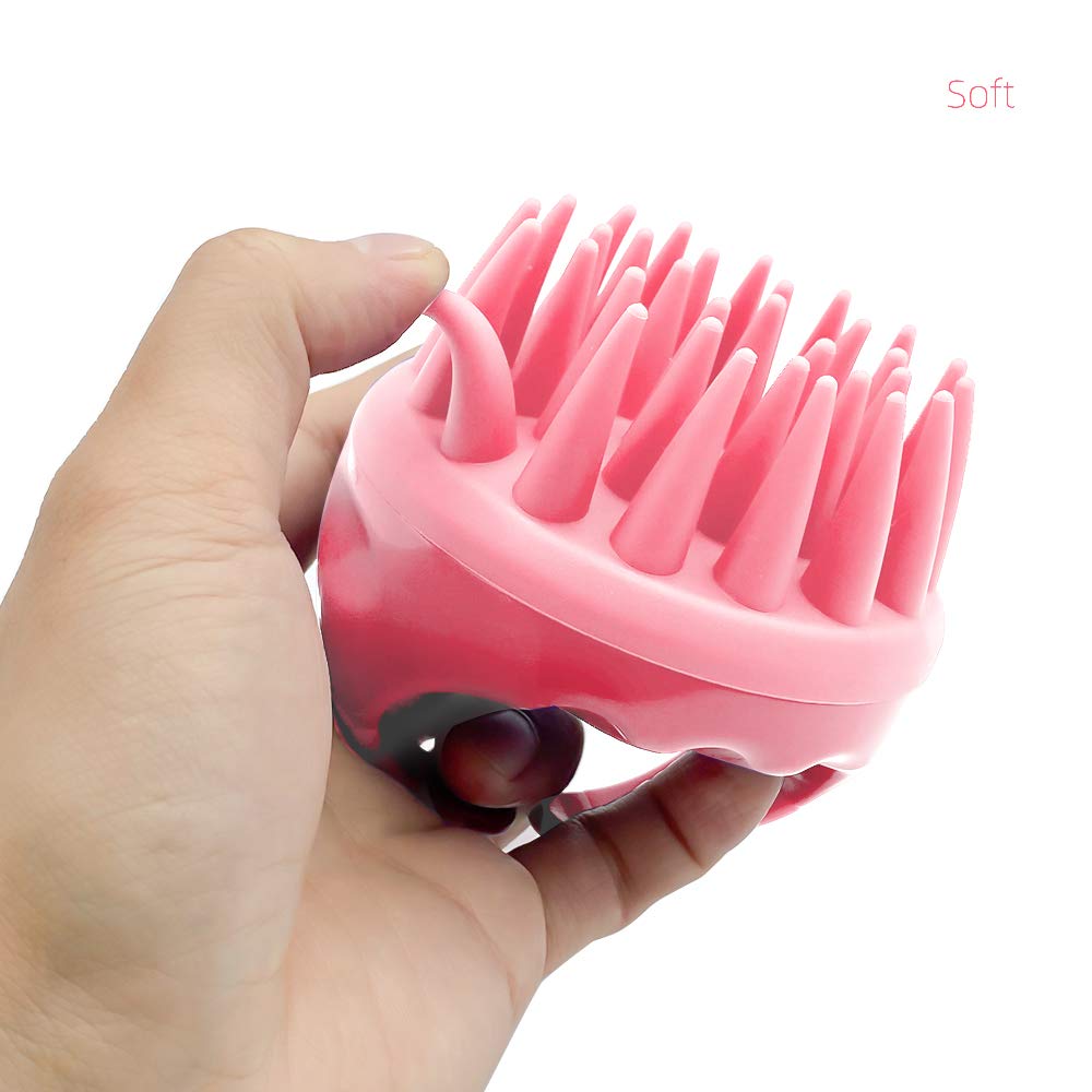 Scalp Massager, Hair Shampoo Brush with Longer Silicone Bristles for Girls Curly Hair Women Thick Hair, Exfoliate and Remove Dandruff(Pink) : Beauty