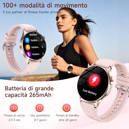 2026 Nuovo Smartwatch Donna con ECG/HRV/Acido Urico/Lipidi,1.32" AMOLED Orologio con 24H Chiamate, Pressione Sanguigna, Salute femminile, Cardiofrequenzimetro, Sonno, SOS, Fitness Watch Android e iOS