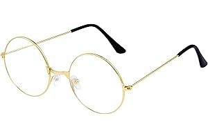 hoyuwak Retro Round Glasses Clear Lens Circle Glasses Non-Prescription Metal Frame Round Costume Eyeglasses for Women Men