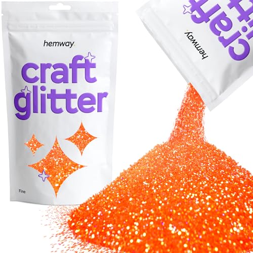 Hemway Craft Glitter Fluorescent UV Neon Peach 100g Fine Glitter for Crafts, Resin, Cosmetic, Nail, Face, Body, Festival, Tumblers, Art, Candle, Crafting
