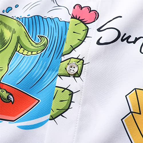 Unakisan Floral Hawaiian Shirt for Men Tropical Casual Short Sleeve Button Down Printed Beach Shirts Dinosaur 5024 S