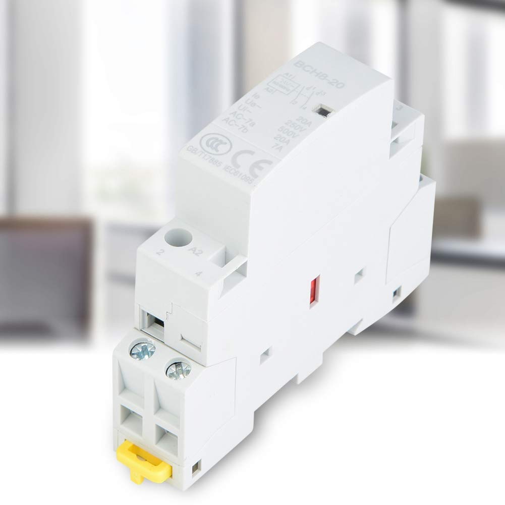 Contactor de CA doméstico, relé de montaje DIN con riel 2P 20A 24V 220V/230V 50/60Hz 1NO 1NC(220V / 230V)