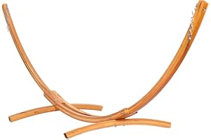 Lazy Daze Hammocks 10 FT Outdoor Arc Wood Hammock Stand, 2 Person Russian Pine Hardwood Hammock Stand with Hooks and Chains, for Home Patio Garden Yard Picnic Camp, 300lb Capacity