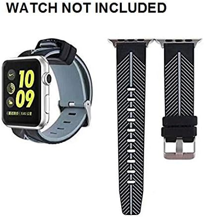 Brain Freezer D11 Replacement Feather Pattern Silicone Strap Compatible With iWatch Series 5/4/3/2/1 42/44 mm (Black Grey)