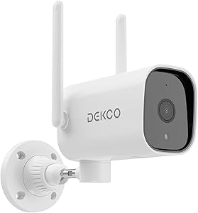 Dekco Wireless Security Cameras,Outdoor Wi-Fi Security Camera 1080p Night Vision,Two-Way Audio,Motion Detection Alarm,Ip65,Free App Control,Remotely View,Micro SD Card Storage,No Monthly Fees