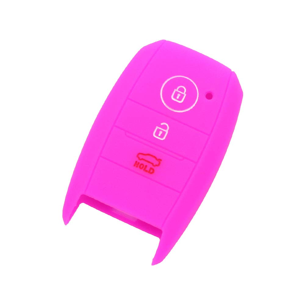BROVACS Silicone Cover Protector Case Holder Skin Jacket Compatible with KIA 3 Button Smart Remote Key Fob CV9106 Rose