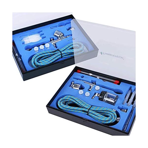 TIMBERTECH - abpst03 - Airbrush-Set 2 - mit 6 Nadeln, 6 TÃ¼llen, 2 Adapter, 2 Schlauch und 2 Unterteilungen