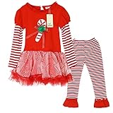 Kiddom Little Girls Clothes Set Christmas Costumes Dress Style Top&Pant