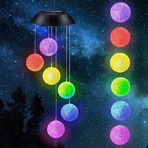 Ahtliay LED Photo voltaic Ball Wind Chime Backyard Decor Outside Waterproof Photo voltaic Lights Items for Mother Grandma,Computerized Gentle Altering Coloration Backyard Ornament for Patio Yard Backyard Residence