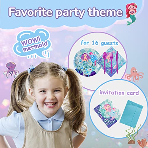 Mermaid Birthday Party Supplies Decorations Favors, Tablewares Serve 16