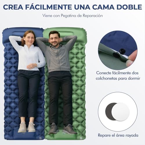 Tapete de Campismo Ultraleve, Colchão Auto-Insuflável com Bomba