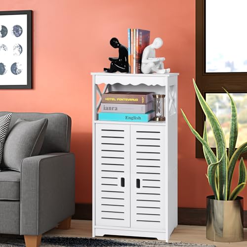 aimu Bathroom Storage Cabinets,White Floor Free Standing Cabinet,Home Waterproof Storage Furniture for Bedroom Kitchen Hallway,Cupboard Unit with Daily use Layer,75x24x34cm.