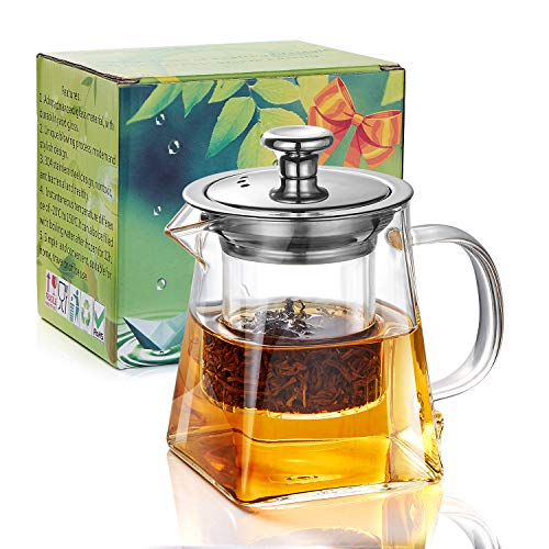 Glass Teapot 350 ml Teapot for One Person with Clear Glass Infuser