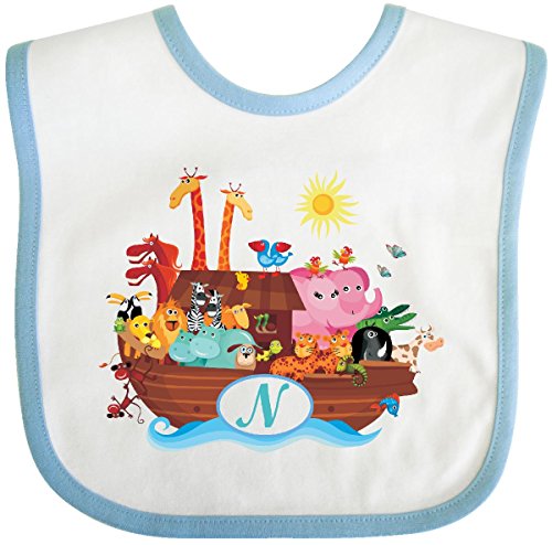 Inktastic - Noah's Ark Letter N Monogram Baby Bib White/Blue