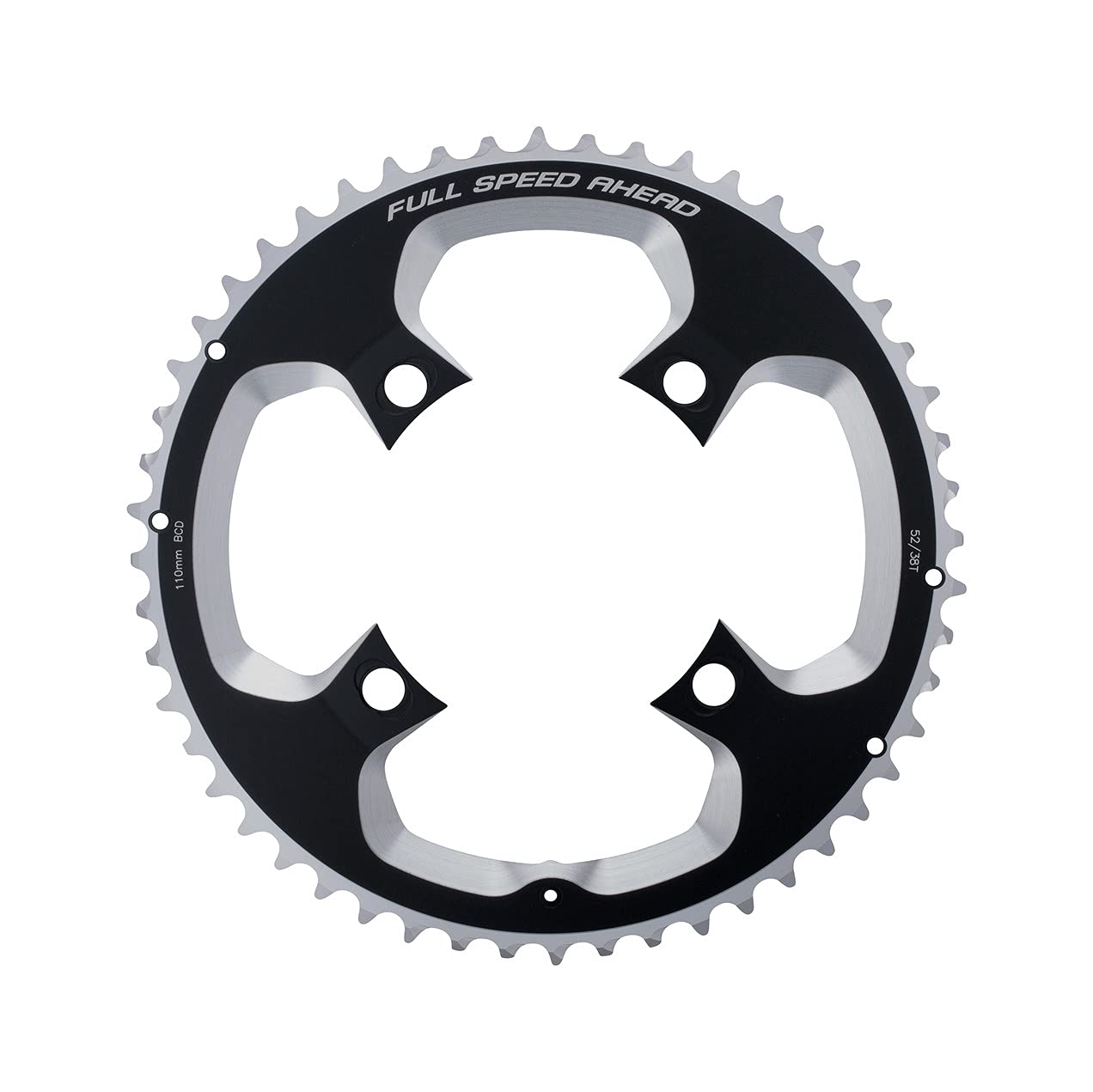 FSA Unisex Adult Powerbox Alloy 2x11 Road Chainring - Black, 110 × 52T