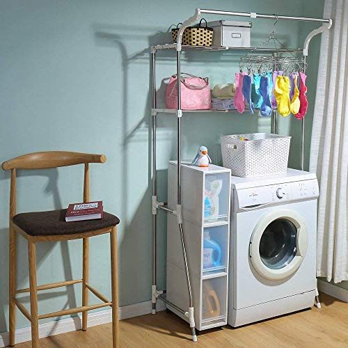 BAOYOUNI 2Layer Over Washing Machine Storage Rack Utility Metal
