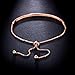 SHINCO Bella Lotus Half Bar CZ Paved 18k Gold Plated Adjustable Chain Bracelets Women/Girls Fashion Jewelry, for Love, Anniversary(Small Size)