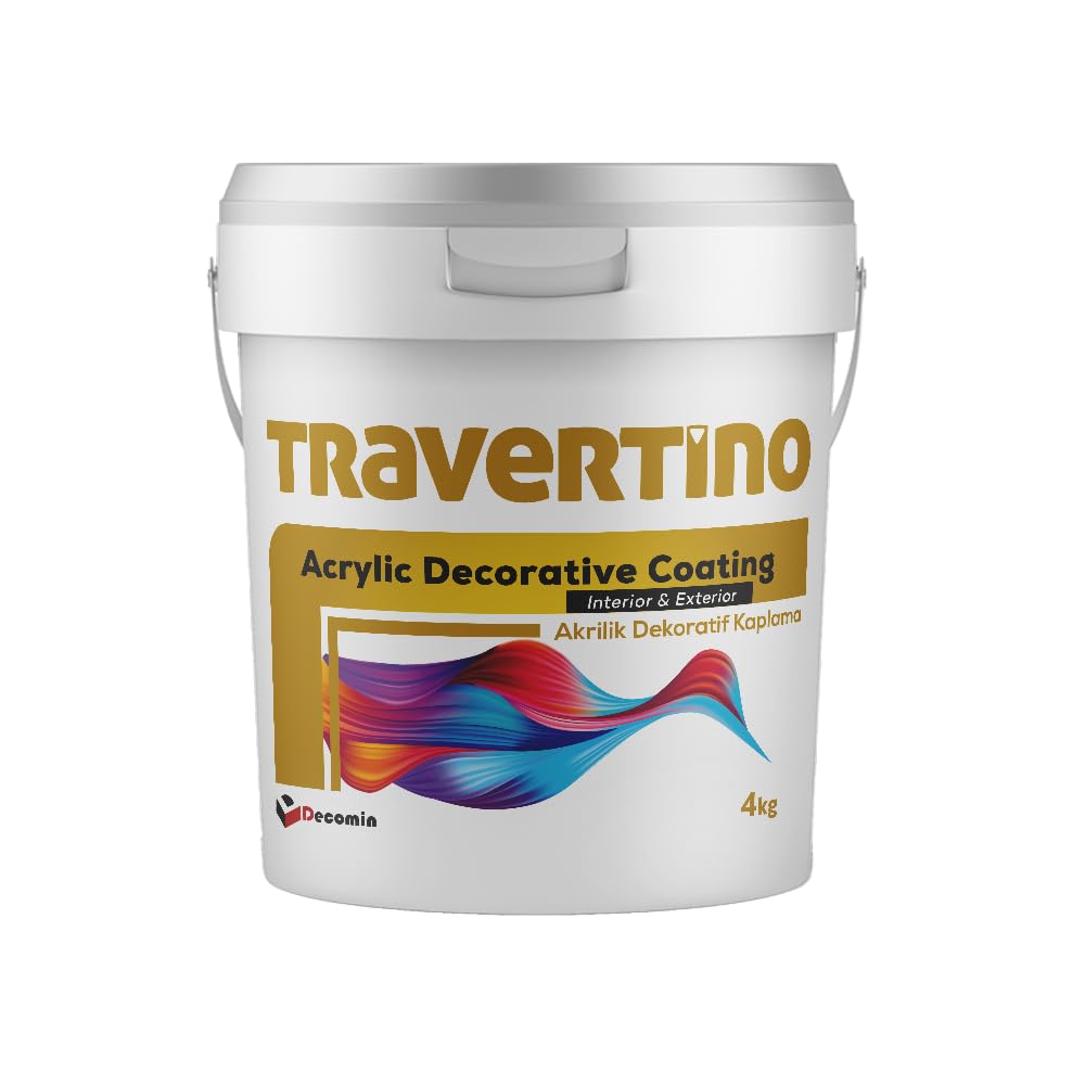 TRAVERTINO - Natural Stone Effect - Acrylic Decorative Plaster 4 KG - Interior & Exterior - Water Based - Exclusive Finish