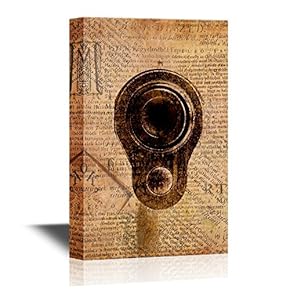 Canvas Wall Art - Muzzle Gun on Vintage Newspaper Background - Gallery Wrap Modern Home Art | Ready to Hang - 12x18 inches