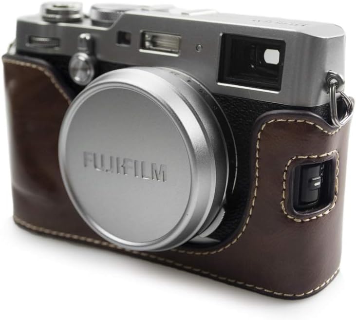 kinokoo Camera Leather Half Case Bottom Case for Fujifilm X100F PU Leather Bottom Open-able (Coffee) - Image 4