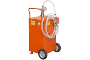 MemoryField Heavy Duty Portable Fuel Caddy with Manual Transfer Pump & Wheels – 45 Gallon Gasoline & Fuel Storage Tank for Ca
