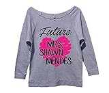 Women’s Tour Concert Sweatshirt “Future Mrs Shawn Mendes” Funny Threadz Medium, Heather Grey