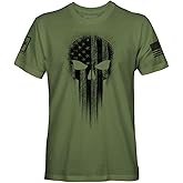 Fantastic Tees USA American Skull Patriotic Shirts for Men T-Shirt (Military Green, L)
