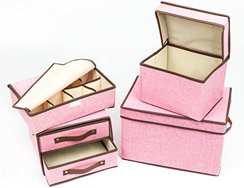 Crazyworld 4 PCs Storage Boxes with Lids, 2-tier Collecting Drawer Organizer and an 8-slot Container