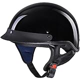 Yescom Motorcycle Half Face Helmet DOT Approved Bike Cruiser Chopper High Gloss Black M