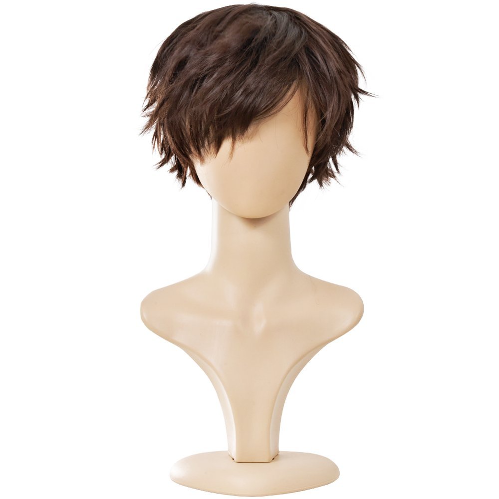 YEESHEDO Unisex Short Bob Anime Cosplay Wigs Full Natural Layer Straight Fluffy Hair Costume Party Fancy Dress Wig for Women Men (Dark brown)