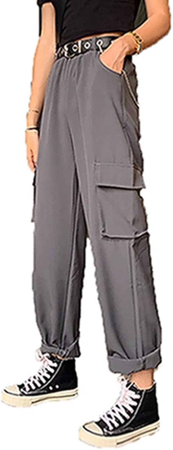 Amazon カーゴパンツ ロングパンツ レディース ポケット付き おしゃれ かっこいい 着痩せ カジュアル ゆったり 美脚 春秋 冬 トレンド ダンス Bf風 ヒップホップ 演出 ボトムス 個性的 長ズボン テーパードパンツ 黒 ロングパンツ 通販
