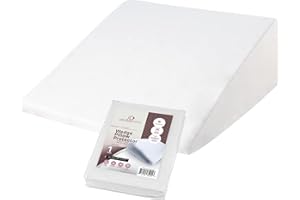 CirclesHome Wedge Pillow Cover 100% Cotton, Zippered Wedge Pillow Case Protector, Soft, Hypoallergenic & Breathable - White, (24Wx25Lx12)