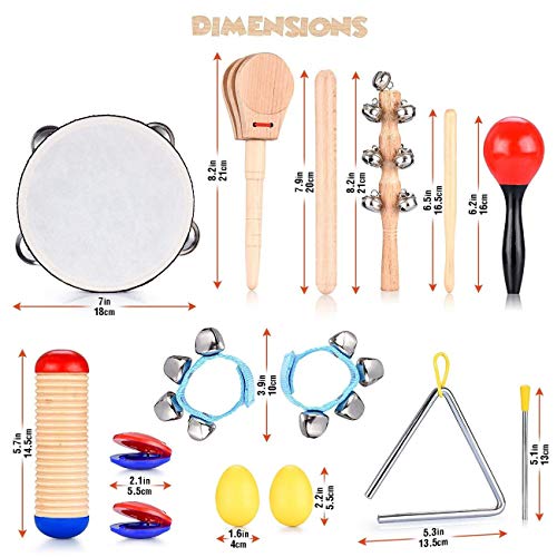 LasVogos Kids Musical Instruments Tamborines Drum Set 10Pcs Xylophone Percussion Toy
