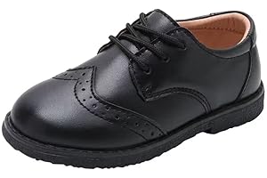S. Tedazo Boy's Girl's Classic Lace-Up Dress Shoes School Uniform Oxford Comfort Walking Loafer Flats