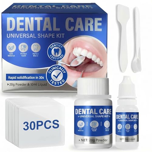 Tooth Filling Repair Kit, Temporary Tooth Repair Kit for Missing and Broken Teeth, with 4 Precision Tools, Natural Shade Emergency Smile Fix for Gaps and Chipped Molars