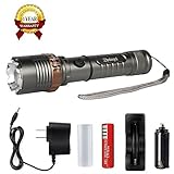 LED Flashlight, Zotoyi Super Bright 1000 Lumens XML T6 LED Handheld Torch Light Rechargeable Flashlight Waterproof 5 Light Modes Zoomable Adjust Focus