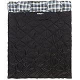 AIRCEE Double 2 Person Queen Size Flannel Liner Double Sleeping Bag With Pillows 15 Degrees (Black)